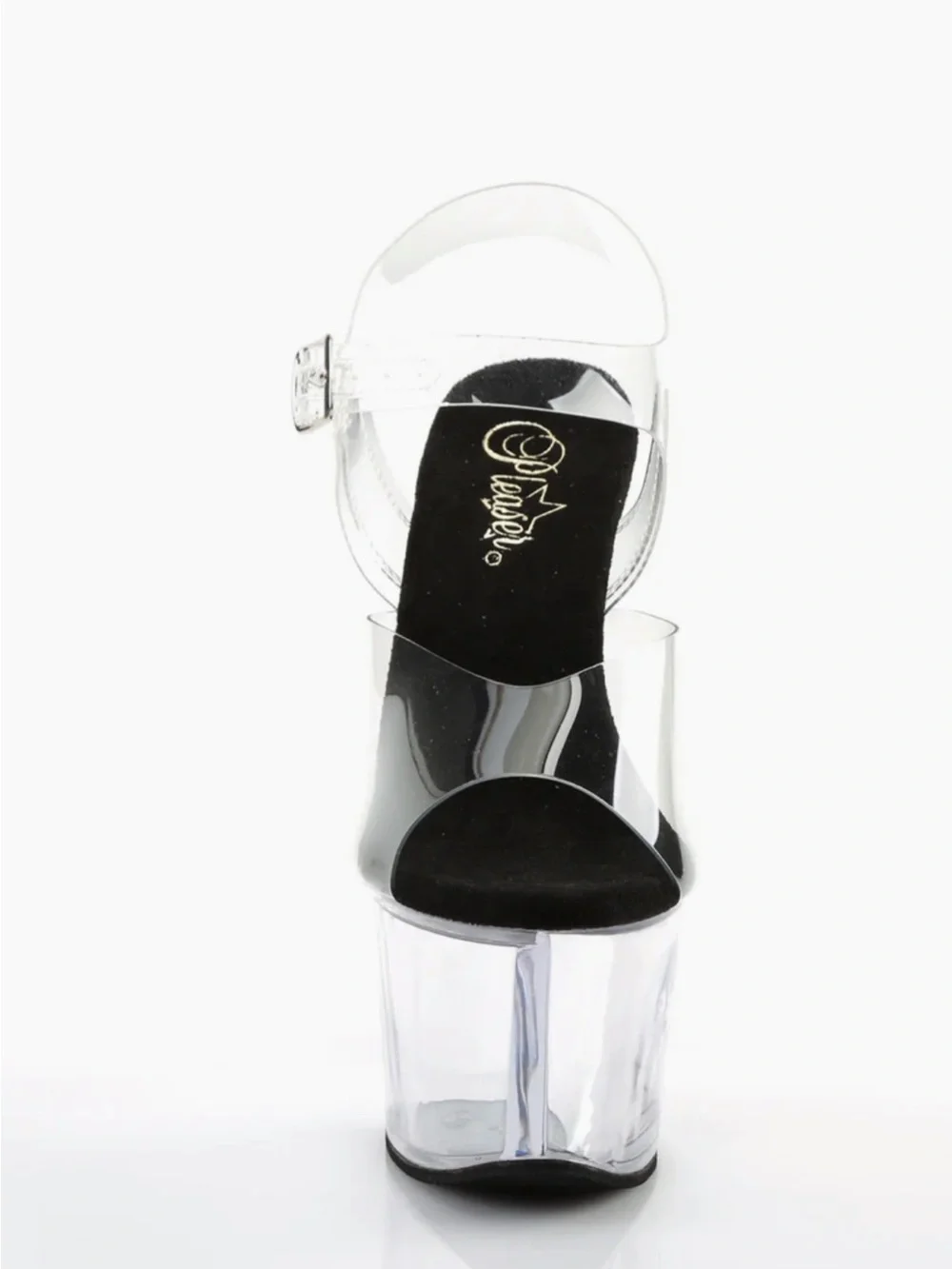 Pleaser Clear Platform Stiletto Sandals with Black Insole